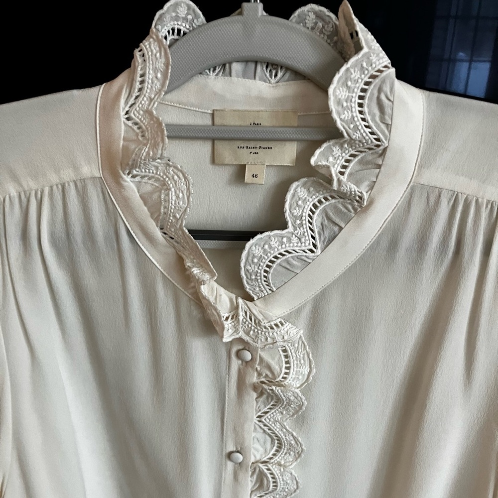 Sezane Chlo Ecru Blouse in Ecru Silk, Size 14 - Picture 5 of 5